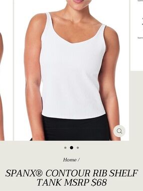 SPANX White Ribbed Shelf Tank
